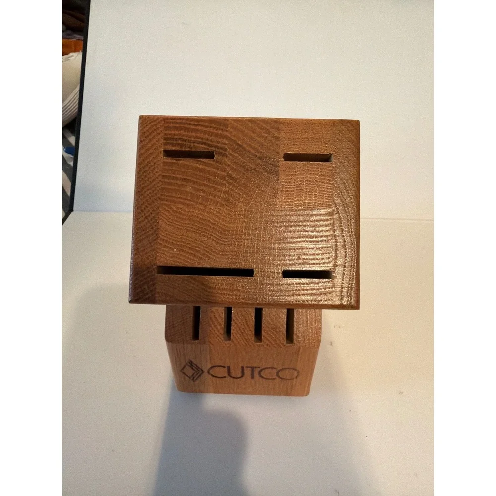 Cutco Honey Oak Wood Knife Block Slanted 8 Slot Cutlery Storage Organizer